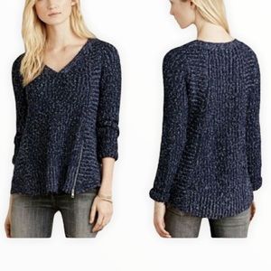 ANTHROPOLOGIE MOTH PURPLE CHUNKY KNIT ZIP SWEATER